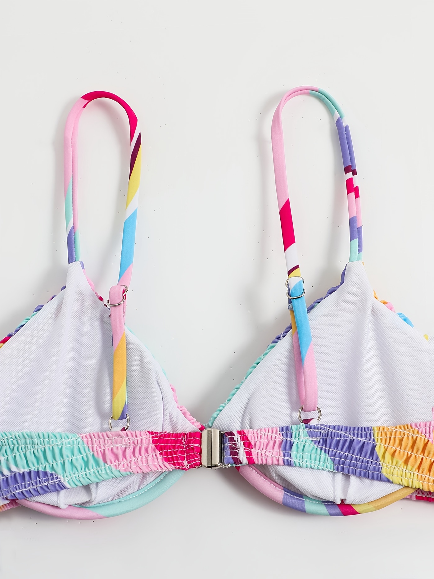 Colorblock Striped S Colorful Underwire Push Bikini Sets - Temu Australia