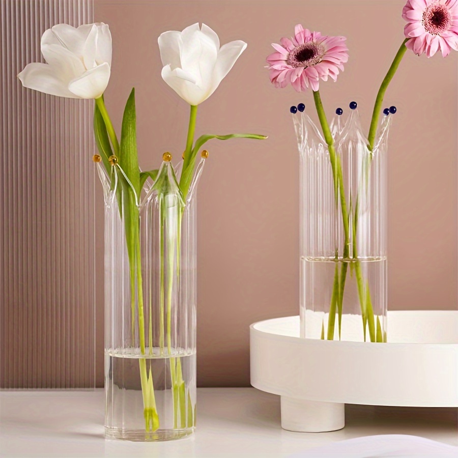 Glass Cylinder Vase Premium Quality Golden Edge Clear Glass - Temu