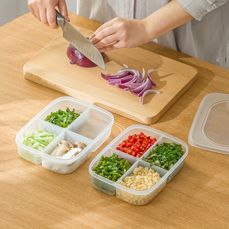4 Boîtes De Conservation En Silicone Pour Fruits Et Légumes - Hermétiques, Réutilisables - Couleurs Vert, Marron, Rouge, Jaune - 4