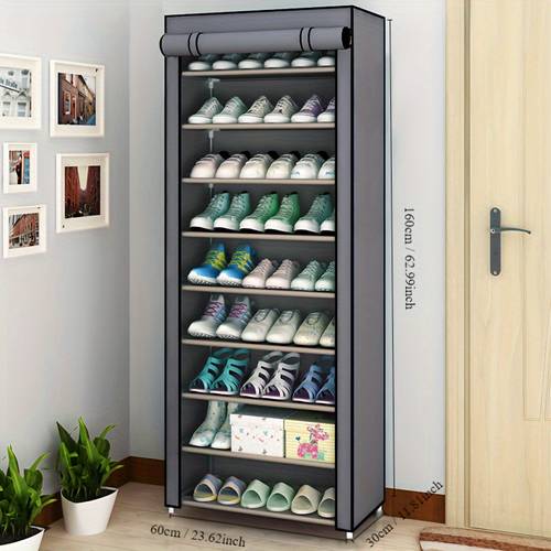 1pc Simple Assembly Shoe Cabinet, Floor Standing Shoe Storage Rack, Dustproof Shoe Organizer, Multi-layer Large Capacity Home Shoe Cabinet, Home Organization And Storage Rack For Bedroom Living Room And Dorm Entrance, Home Furnishing, Ramadan Decor