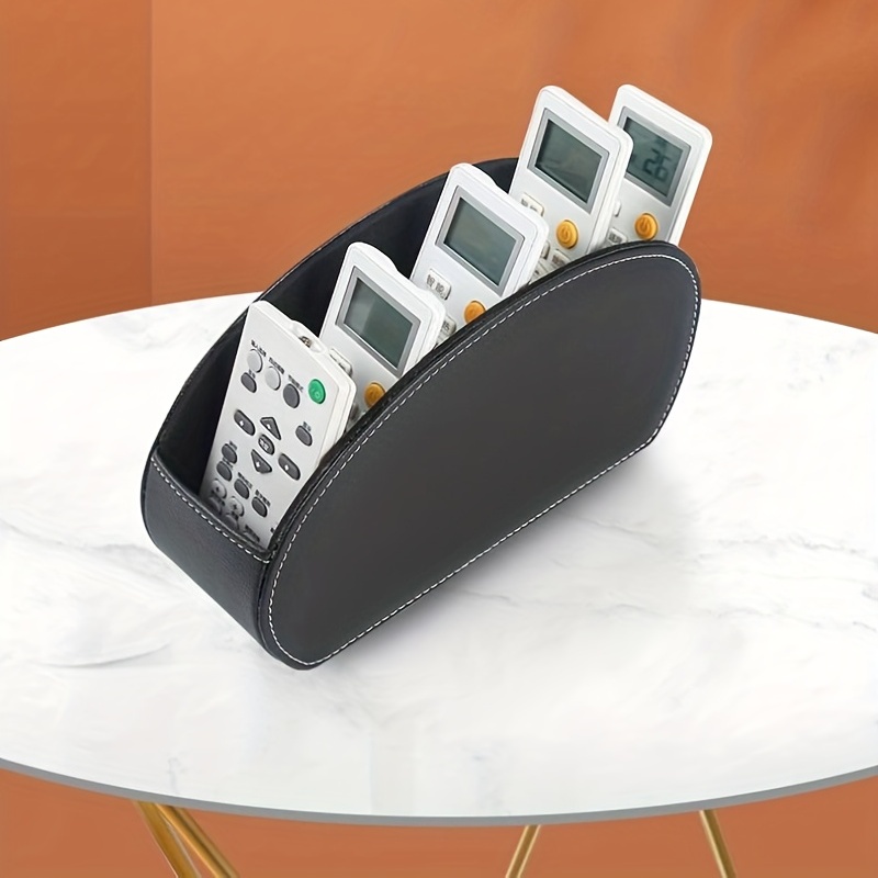 organize your tv remote dvd player and more with this 5 compartment leather remote caddy