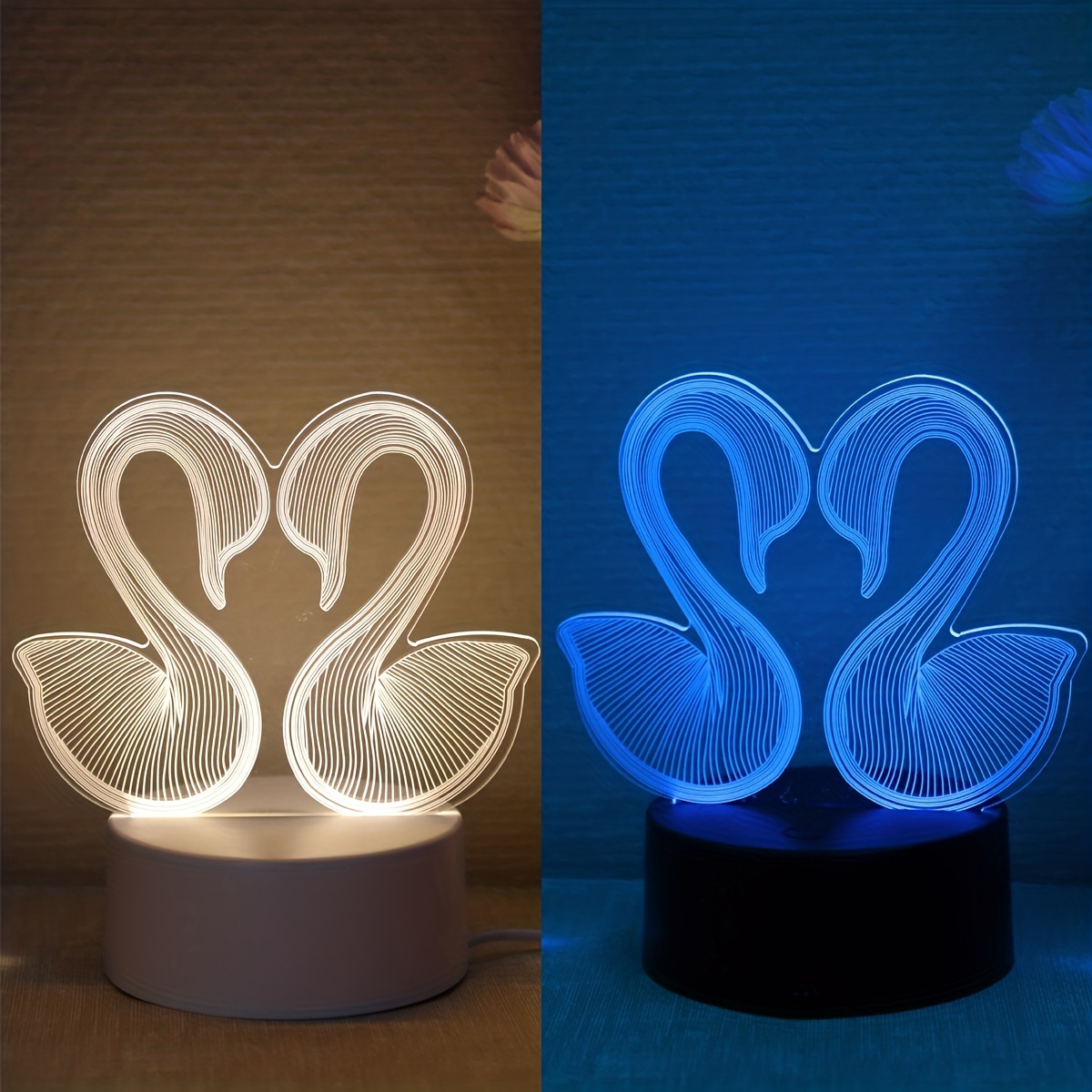 Luce Notturna 3d Swan 1pc Lampada Tavolo Colorata - Temu Italy