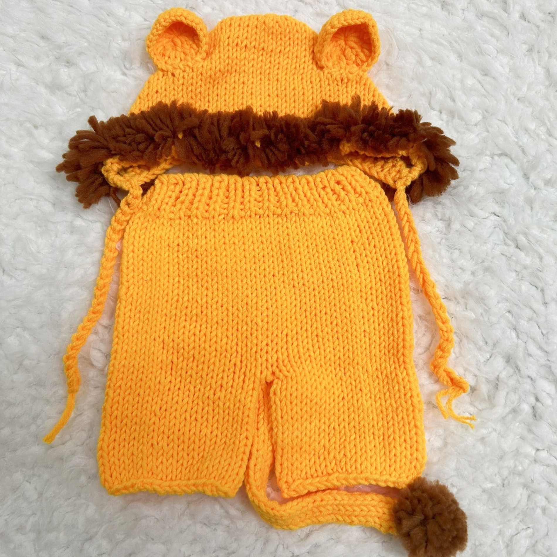 Disfraz Tejido A Crochet León Para Recién Nacido.