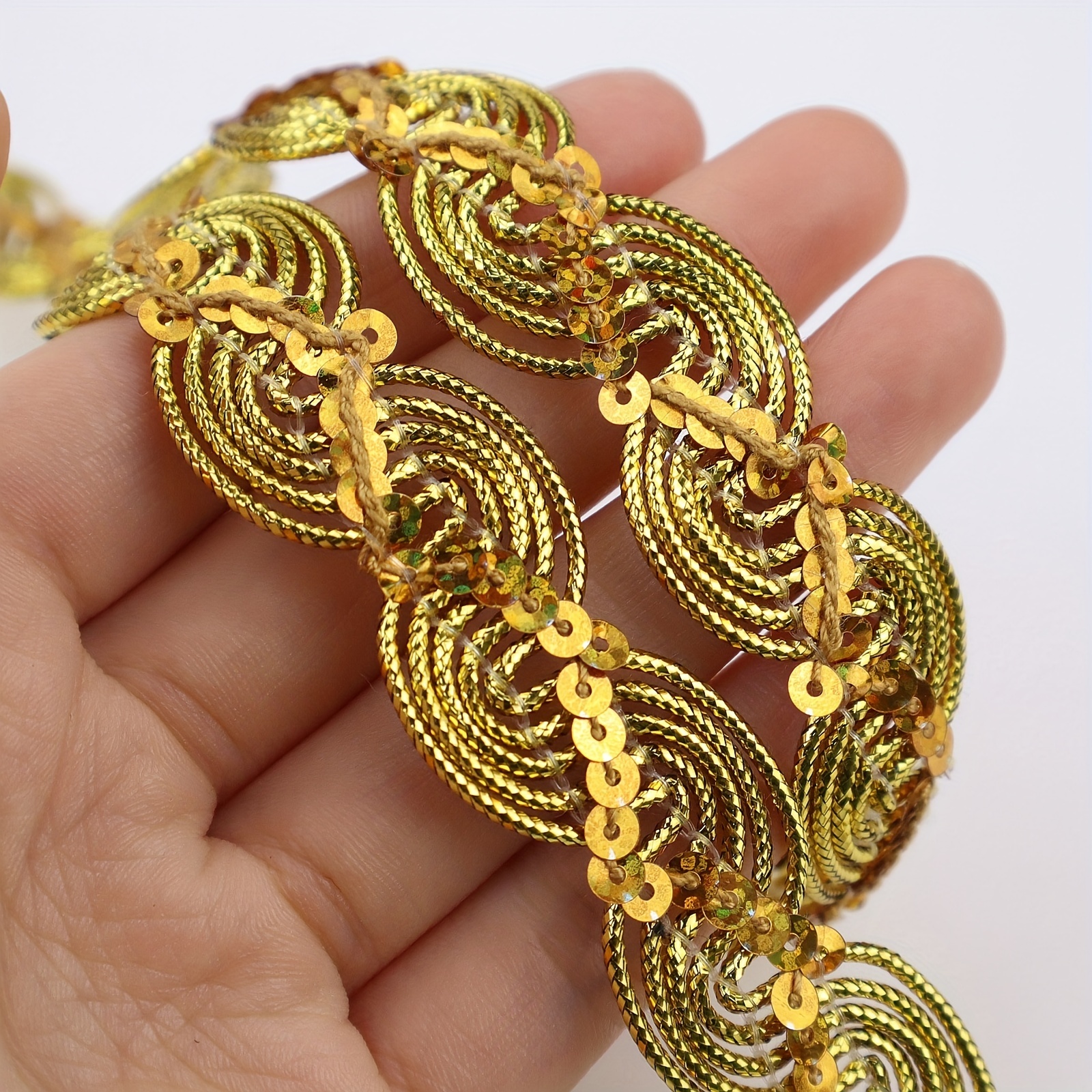  ZNZAKKA Gold Braid Trim 13 Yards Lace Ribbon Scroll Braid Trim  Metallic Edge Trim for Sewing, Crafts, Garments Accessories (Yellow) :  Everything Else