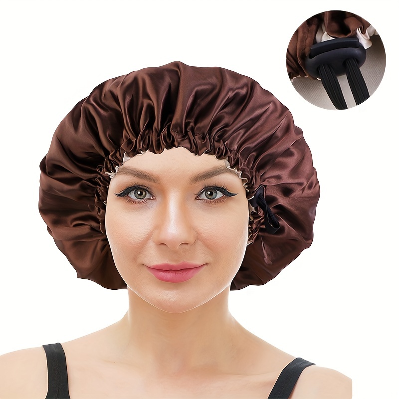 Touca de cabelo de cetim extra longa para mulheres, gorro para