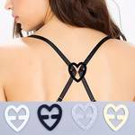 4pcs Heart Shaped Bra Strap Clips, Invisible Non-slip Shoulder Belt Buckles, Women's Lingerie & Underwear Accessories