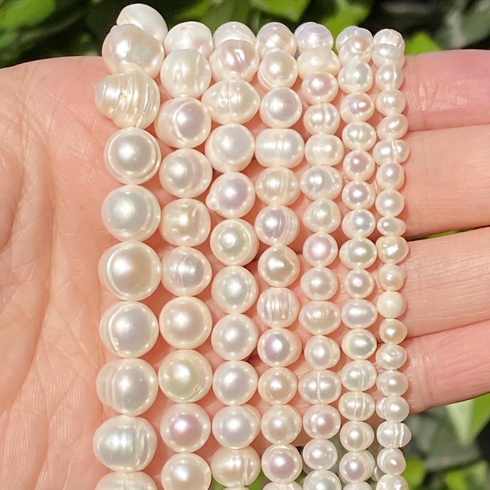 About Natural Freshwater Pearl Beads Big Size White - Temu