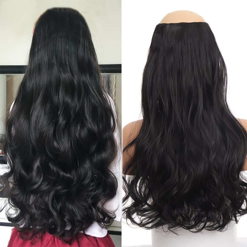 Clip In Hair Extension Black Seamless Double Weft Long Curly - Temu