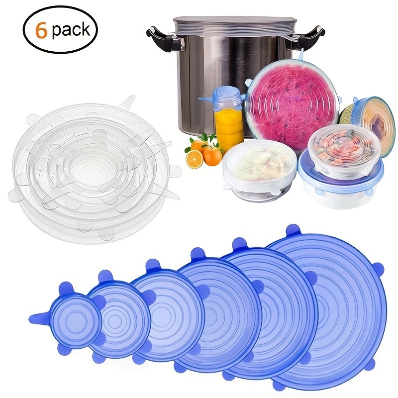  Basic Haus Microwave Cover Silicone Lids - Set of 5: 6, 8, 10,  12 and 14 inches - Suction Covers for Pots, Pans, Bowls, Cups, Skillets -  Splatter Protection - Easy