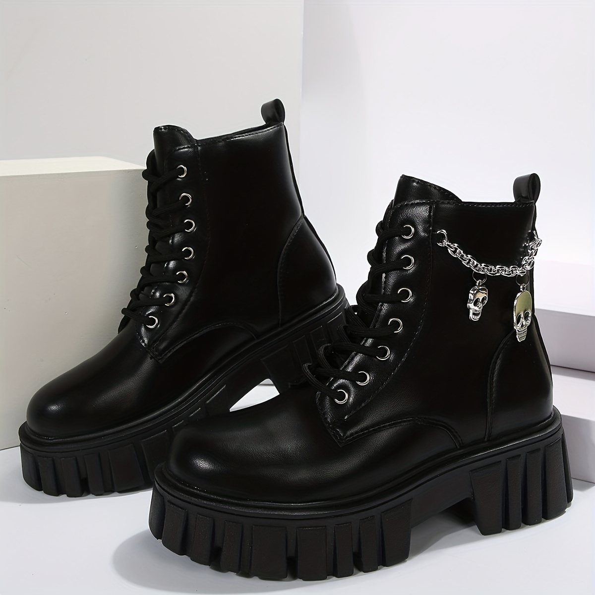 Combat Platform Boots with Chain