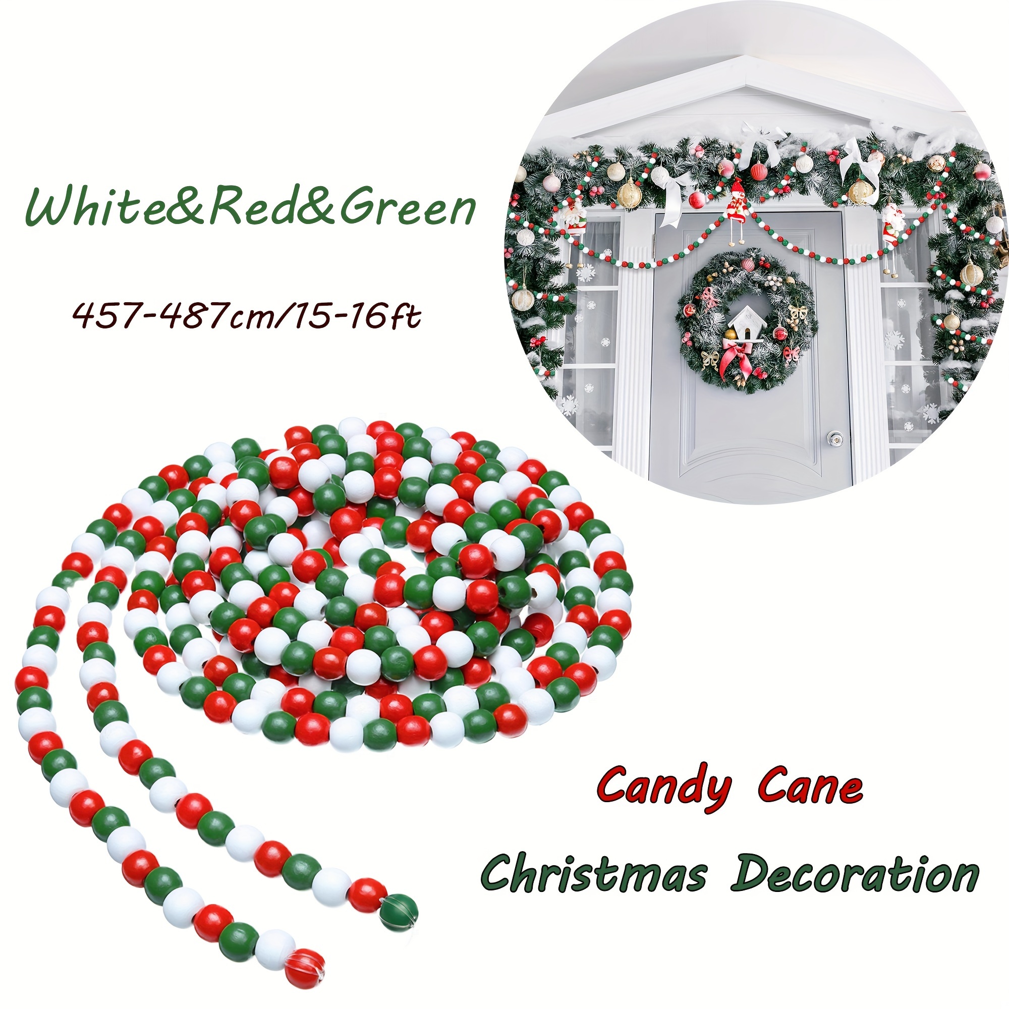  16 Feet Christmas Wood Bead Garland Wooden Bead Garland for  Christmas Tree Holiday Decoration (White) : Home & Kitchen