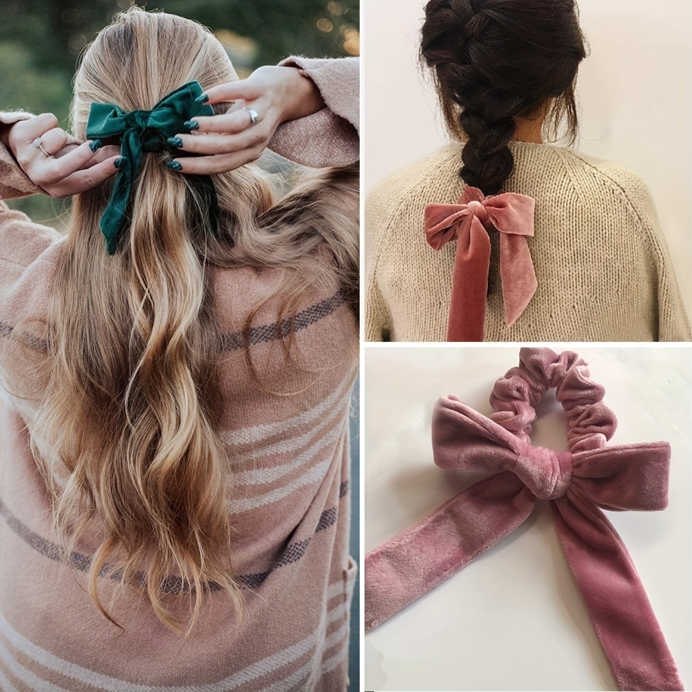 Solid Color Hair Tie Ribbon Headband Diy Ponytail Holder For - Temu