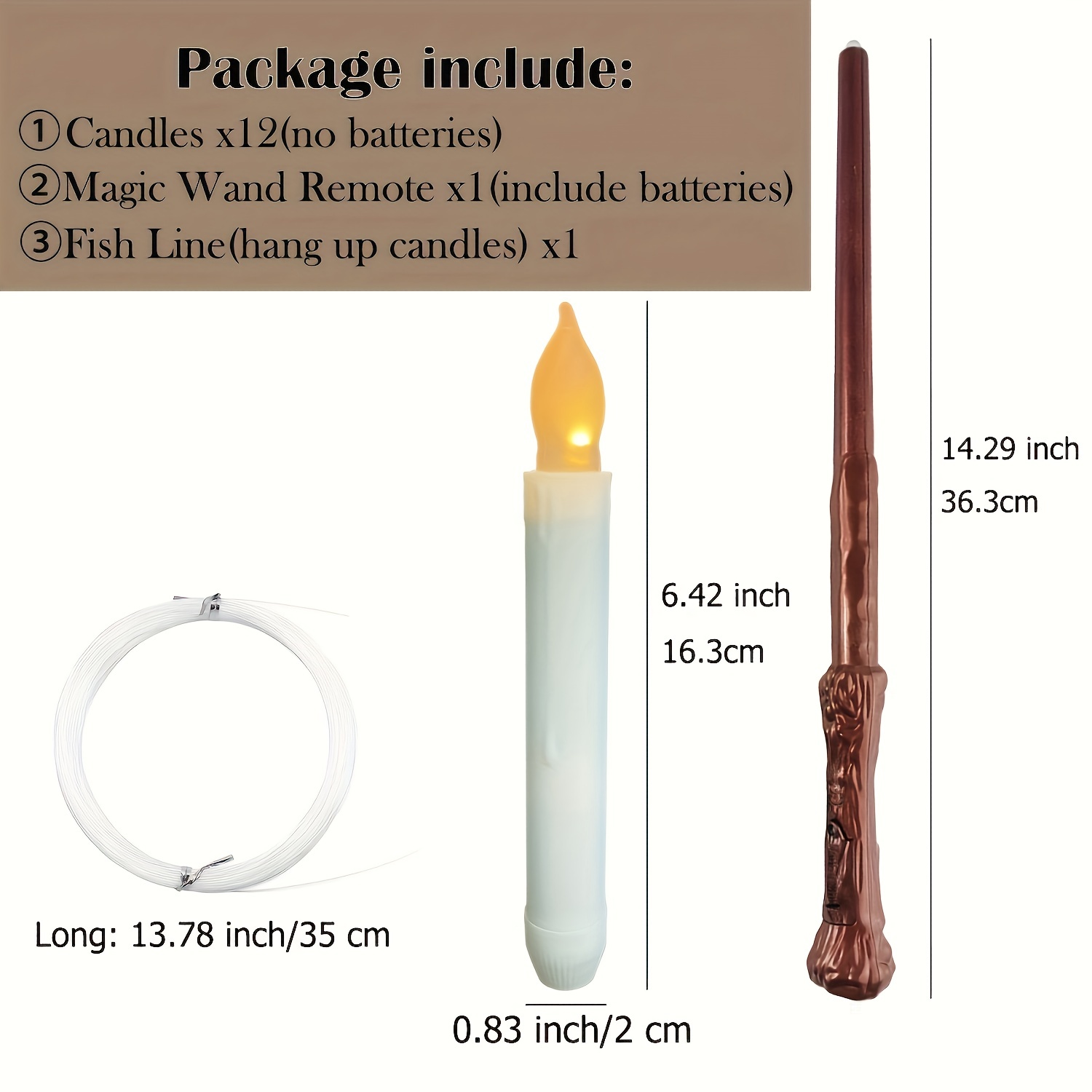 Battery Operated Flameless Flickering Hary hanging Up Potter Taper Floating  Candles with Magic Wand Remote LED Window Candle