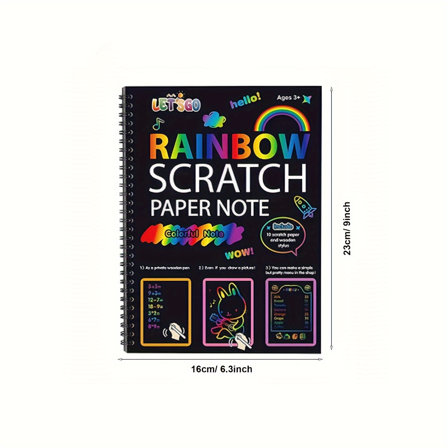 ZMLM Scratch Paper Art Set, 60 Pcs Rainbow Magic Scratch Paper for Kids  Black Scratch Off Art Crafts Kits Notes with 5 Wooden Stylus for Girls Boys