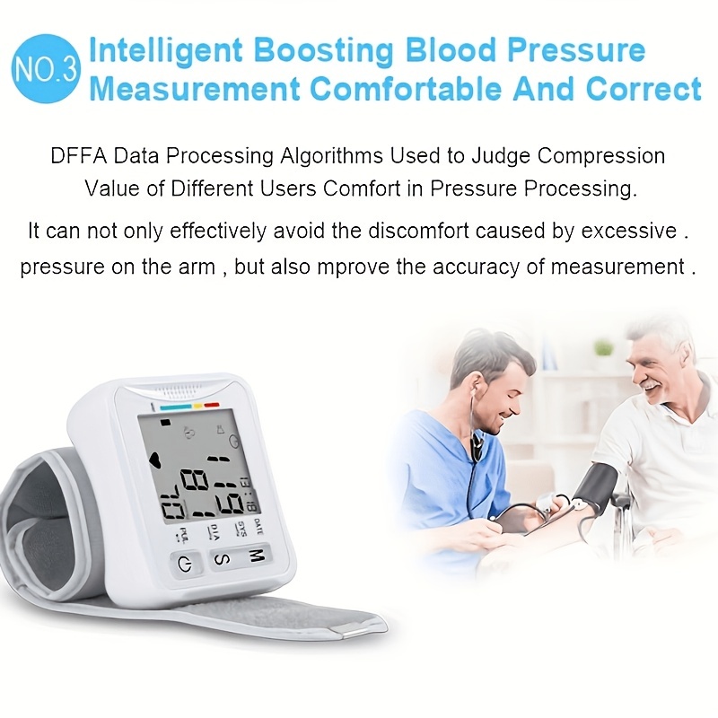 Monitor de presión arterial de muñeca, máquina de presión arterial,  conversación automática, pantalla LCD grande, medidor de pulso digital de  latido