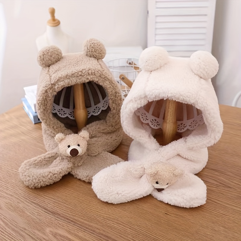 Toddlers Kids Baby Lamb Wool Bucket Hats Fall Winter Cartoon