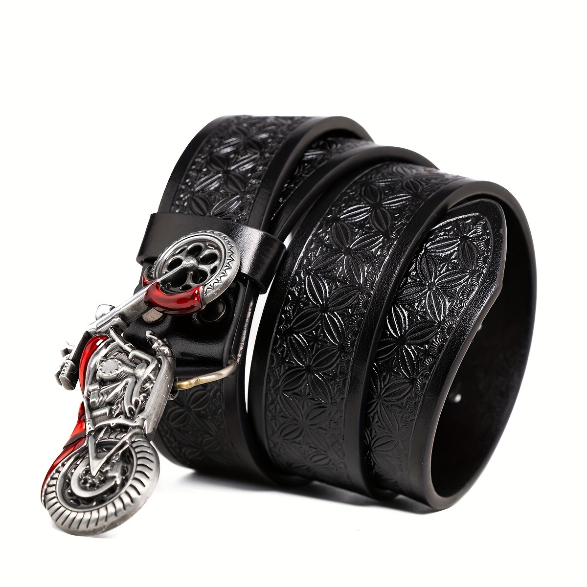 Retro Pattern Buckle Red PU Leather Men's Belt