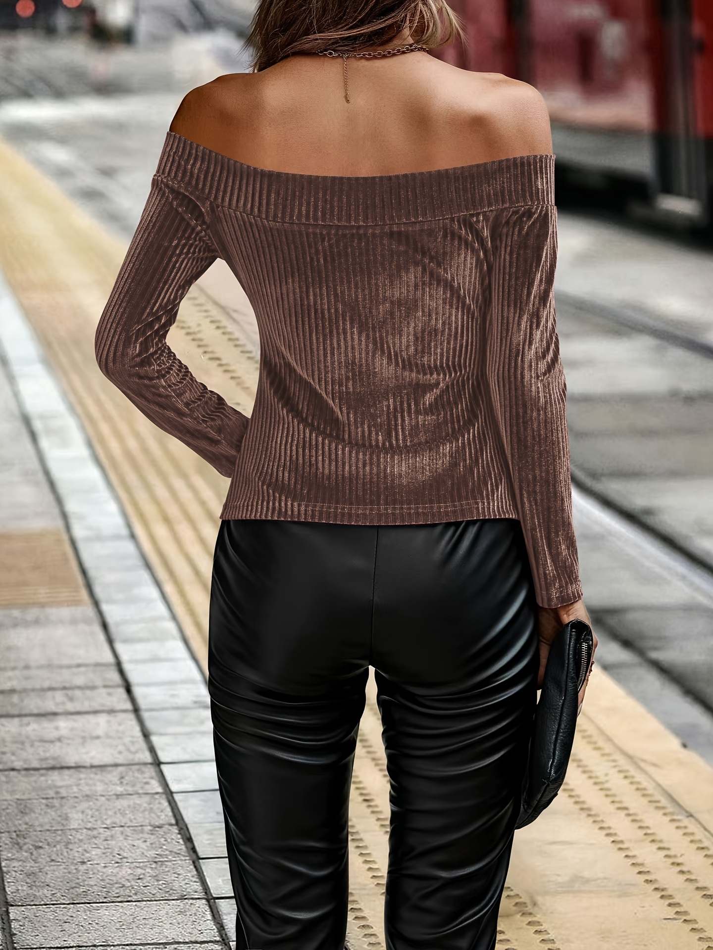 Leather off shoulder discount top