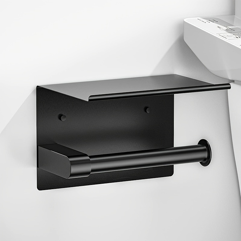 Matte Black Toilet Paper Holder With Reserve Function - Temu