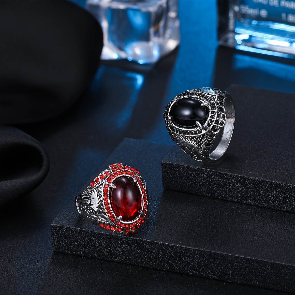 Men's Classic Gemstone & Red Gemstone Ring