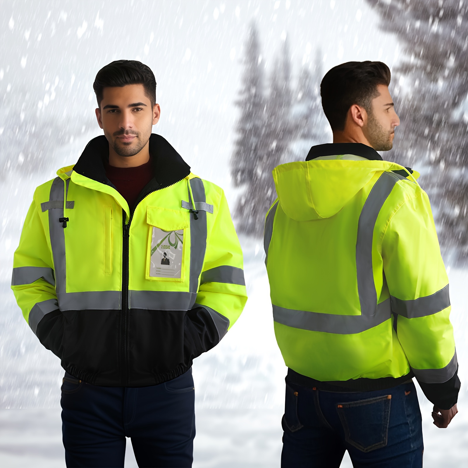 Alta visibilidad impermeable reflectante lluvia invierno chaqueta de  seguridad cálido trabajo mono