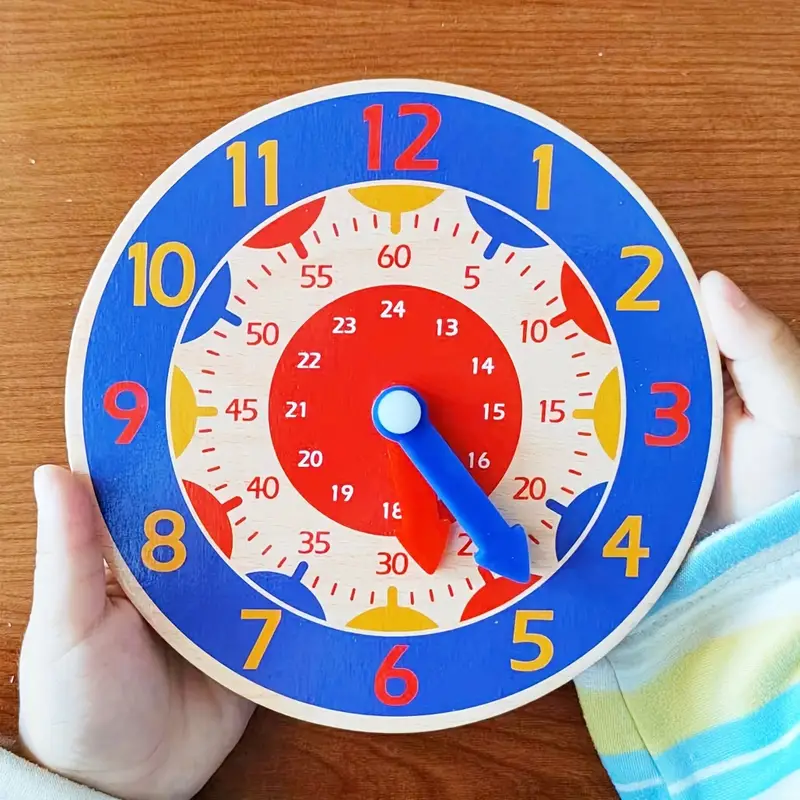 Horloge En Bois Jouets D'éveil Cognitif Enfants ( Couleur - Temu France