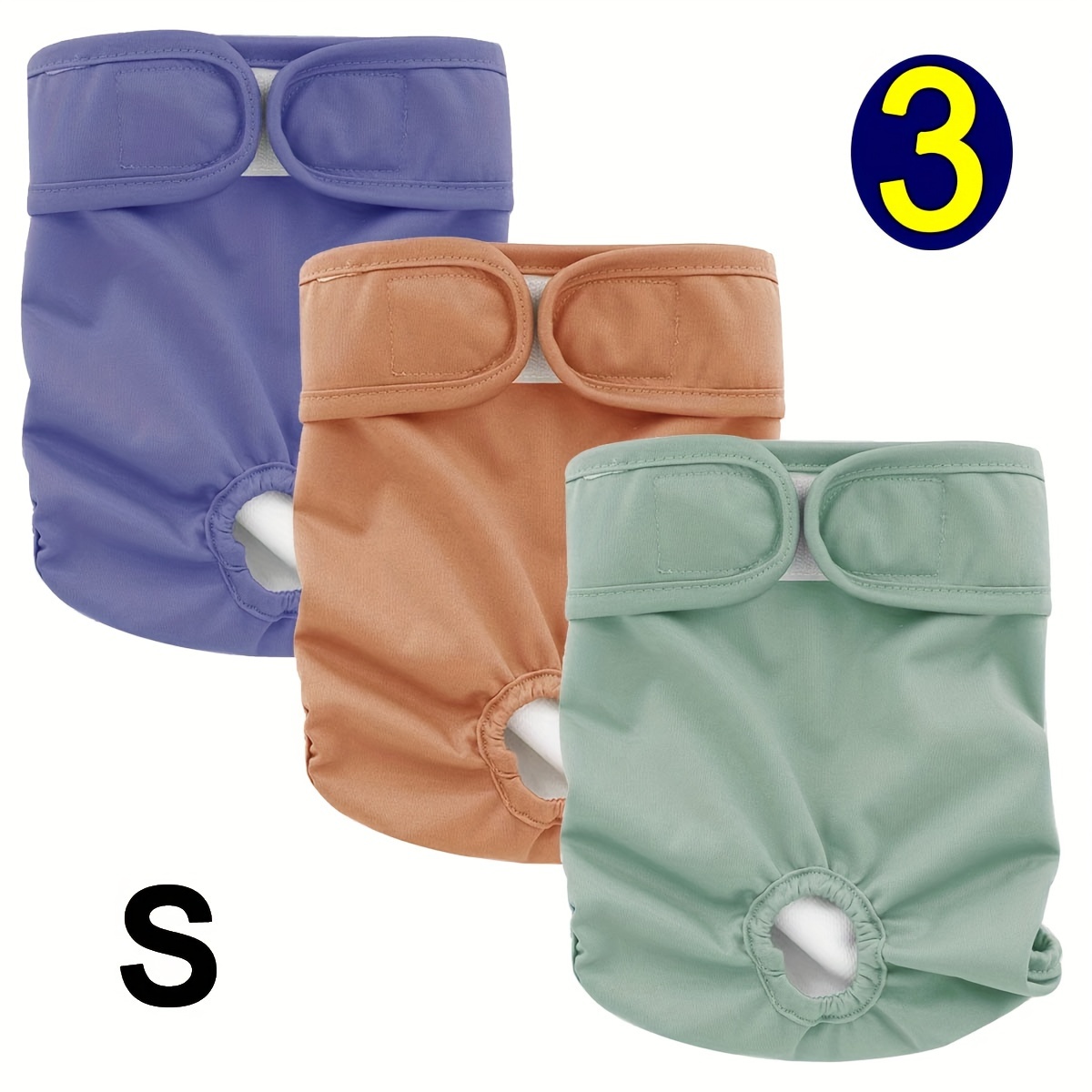 3pcs Dog Diaper Pants Reusable Female Dog Diaper Washable Wrap Pee Panty  Clothes Puppy Dog Period Diaper Urinary Incontinence  Quick &amp; 