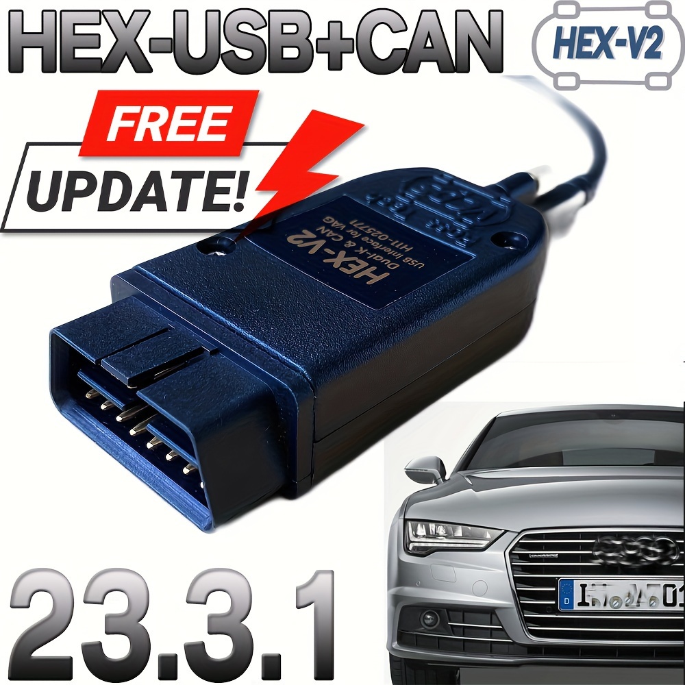 Car - diagnosis HEX-V2, VCDS, OBD2, USB, 3 FIN, with case