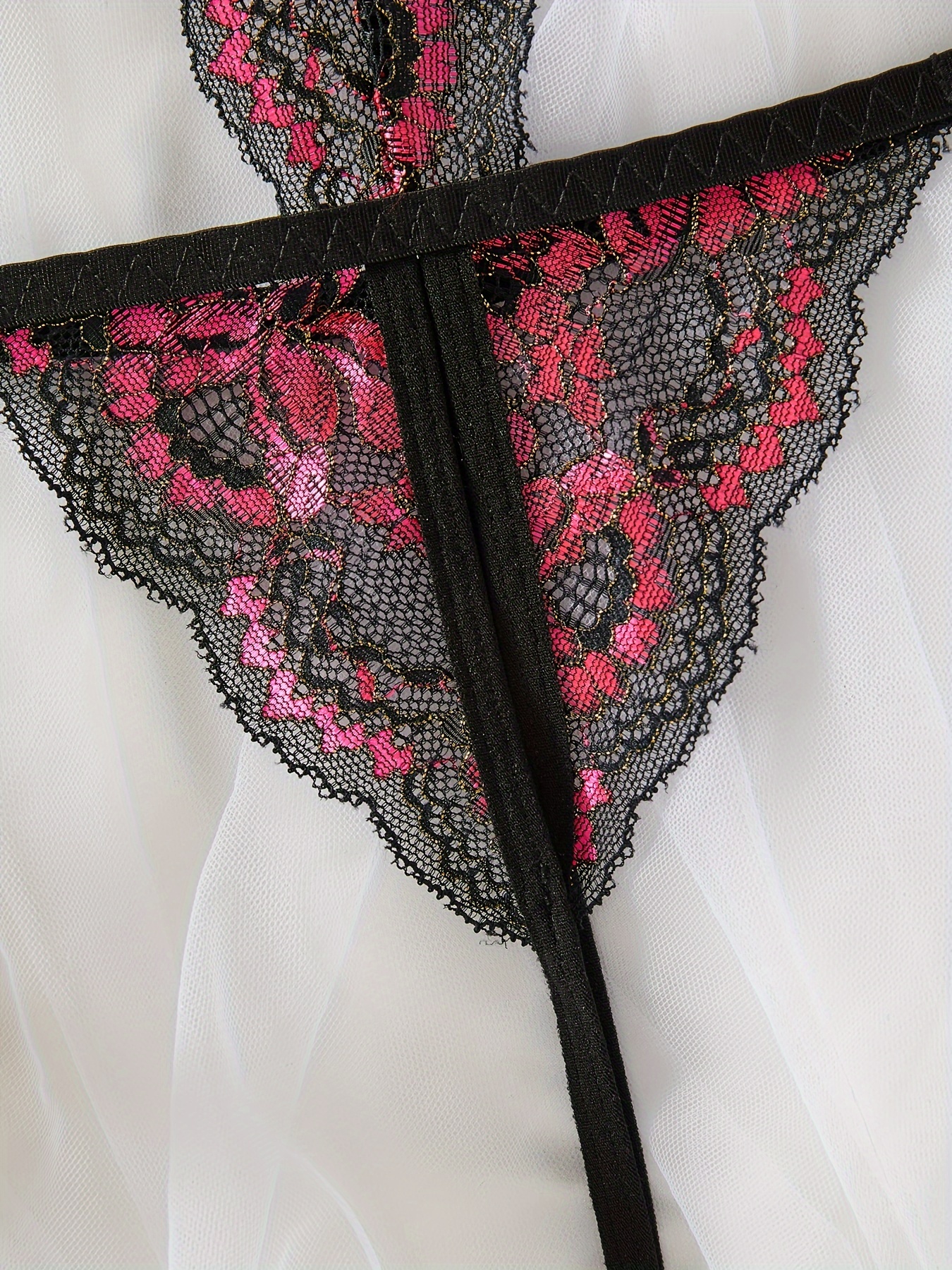 Bow Floral Lace Open-Back Panty