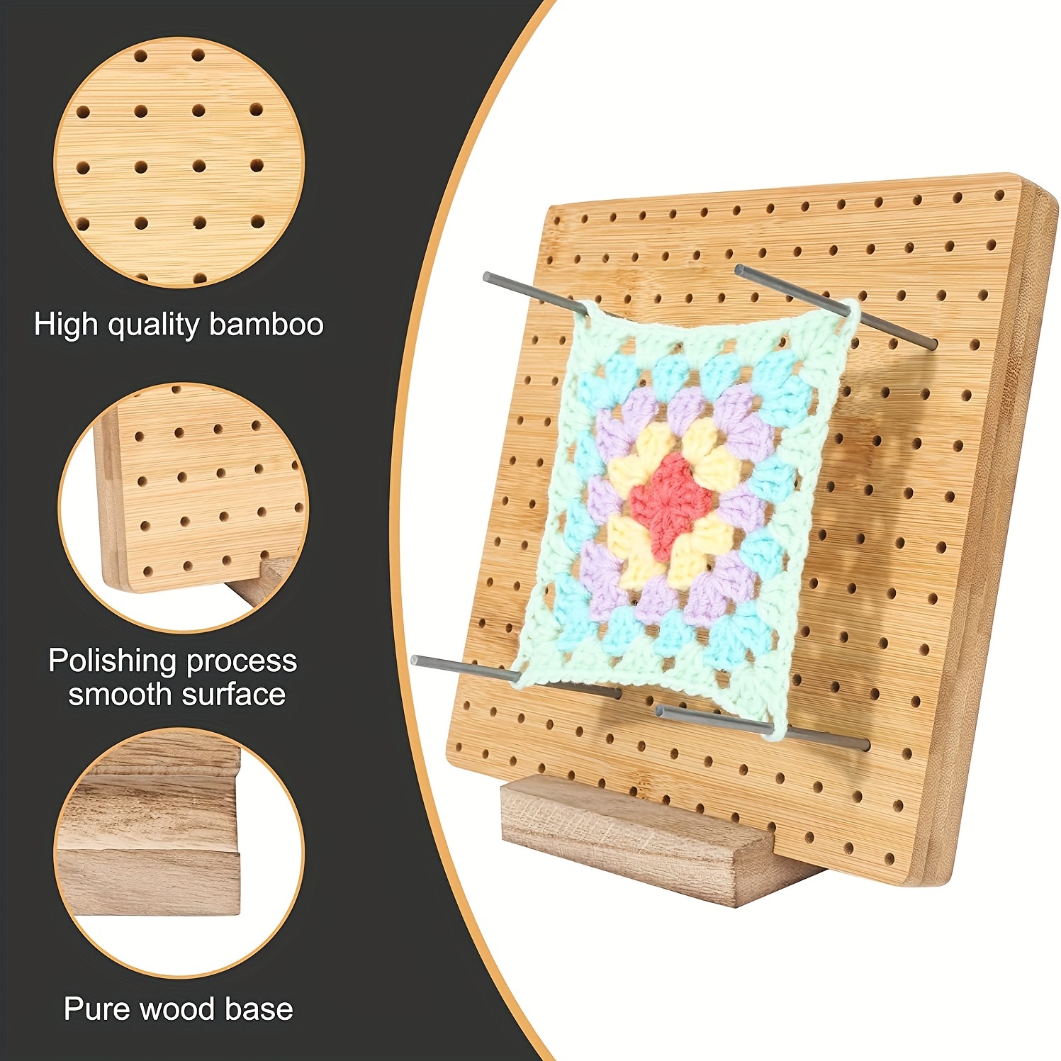 11.8 Inches Blocking Board For Crocheting - Handcrafted Rubber Wooden Board  For Knitting Crochet And