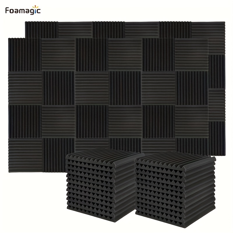 Acoustic Foam Sound Absorption Panels - Brown and Black (12 Pieces)