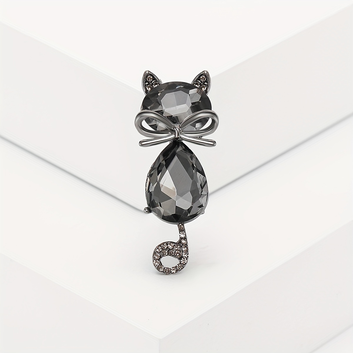 Crystal Cat Shape Brooch, Kitten Waist Pin