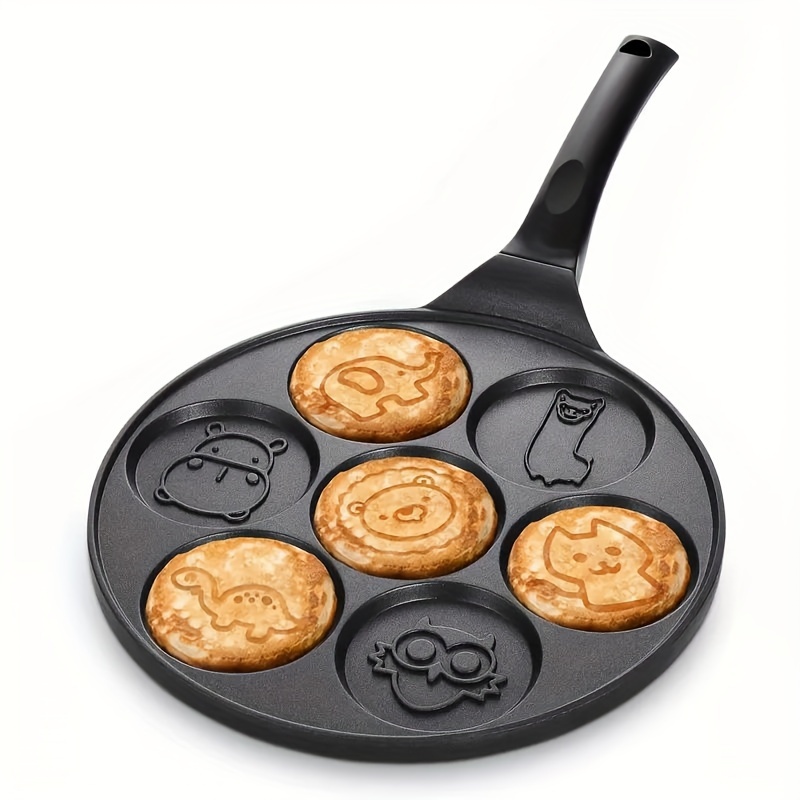 Pancake pan antiaderente frito ovo pan 4 buracos frigideira panquecas  fabricante com alça crepe pan para café da manhã ovos utensílios de cozinha  - AliExpress
