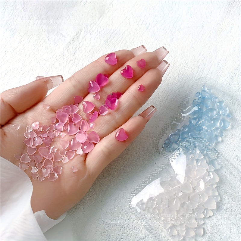 3d Nail Charms Acrylic Nails Crystal Heart Nail Rhinestones - Temu