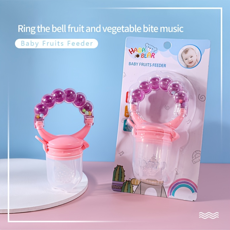Alimentador de frutas para bebés con tapa y asa, juguete mordedor de  silicona para seguridad autoalimentación, alivio de la dentición, juguete  para 6