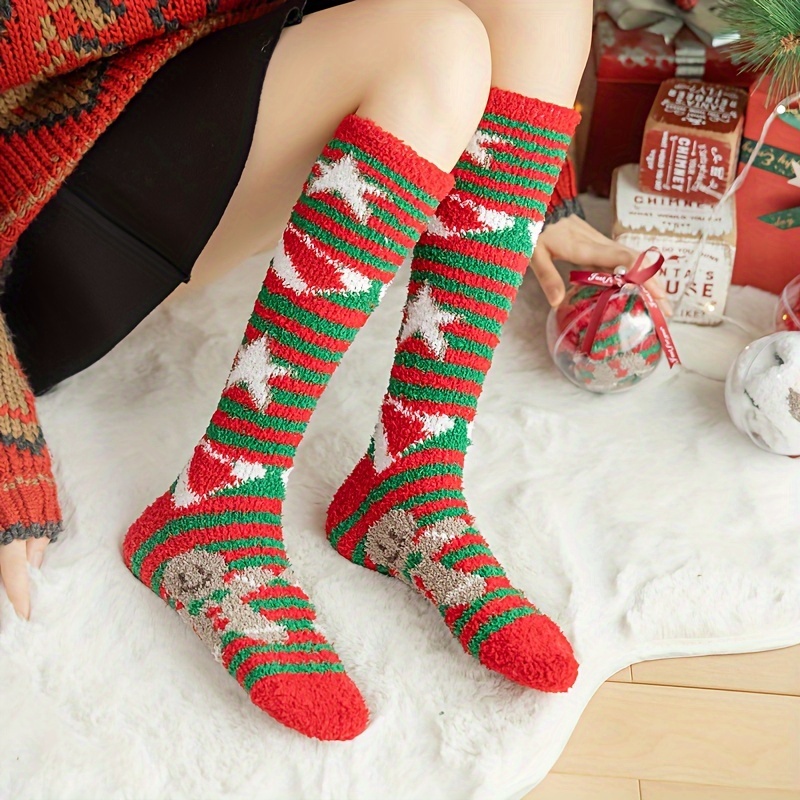 Christmas Women Kawaii Non Slip Socks - Fuzzy Fleece-Lined Warm