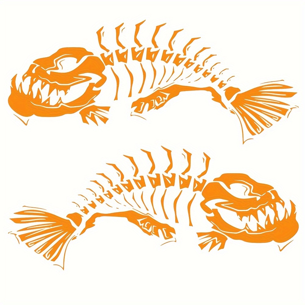 2PCS Skeleton Fish Bones Sticker Boat Decals Kayak Stickers Decals  Waterproof