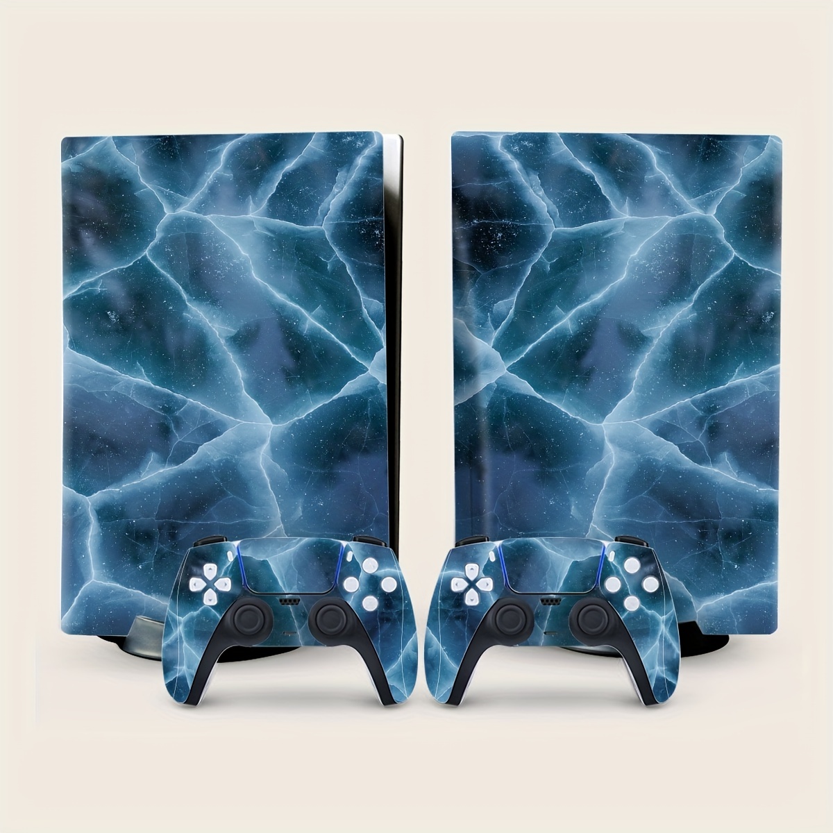1set Marble Pattern Sticker Compatible With Sony PS5 Slim
