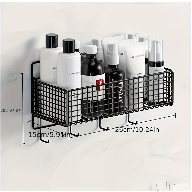 Wall-mounted Bathroom Storage Rack with Hooks