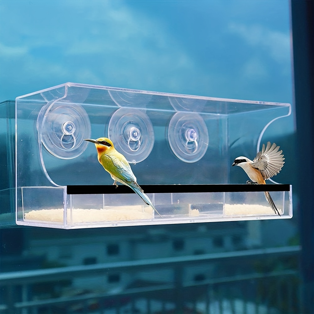 Mangeoire à oiseaux de fenêtre en verre transparent, mangeoires