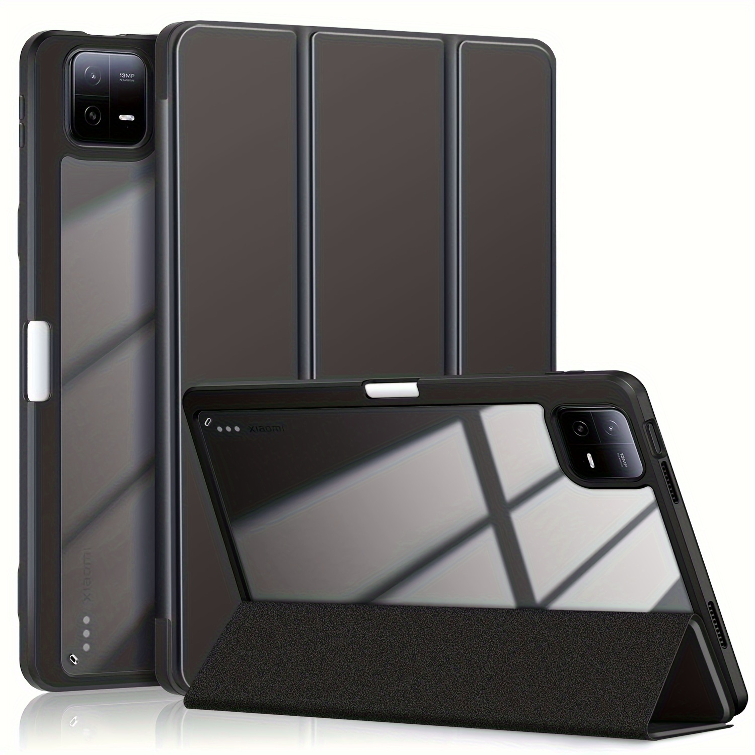 Compre Para la Almohadilla Xiaomi 6 / Pad 6 Pro Stand Tablet Case PU  Leather + TPU + Acrílico Clear Smart Cover Con Ranura Para Lápiz - Negro en  China