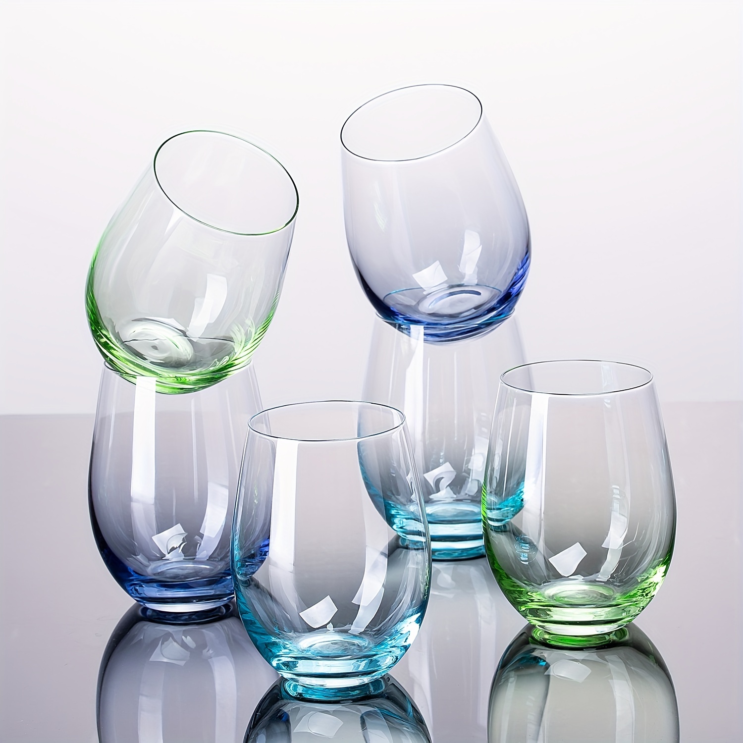Beveled Plastic Stemless Wine Glasses (Set of 4)