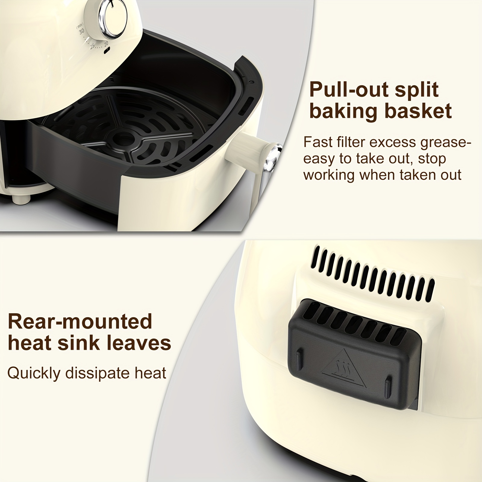Mini Air Fryer, 67.63oz/2.1Qt Manual Air Fryer Oven And 5-in-1 Multicooker  With Removable Nonstick And Dishwasher Safe Crisping Tray And Basket, 900 W