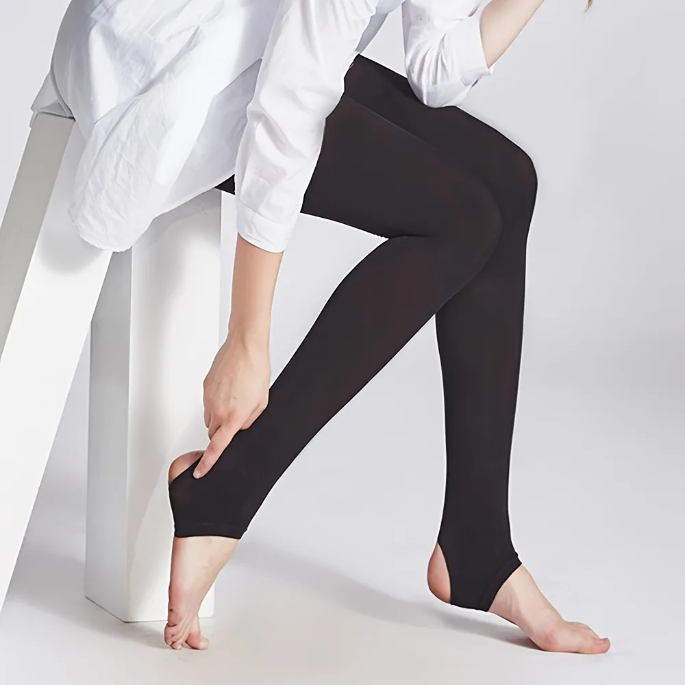 Women's Thermal Pantyhose Footless Fake Translucent Leggings Winter Warm  Tights Elastic Plush Lined Pants - Temu