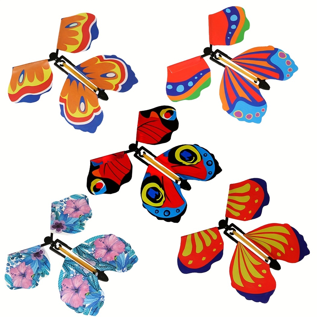 10PCS Flying Butterfly Magic Wind Up Flying Butterfly Surprise Box  Explosion Box In The Book Rubber Band Powered Magic