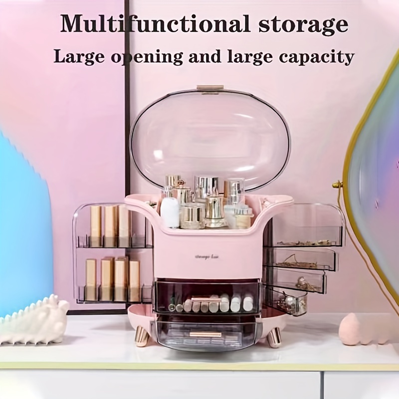 Large Transparent Cosmetic Storage Box Portable Makeup Case - Temu