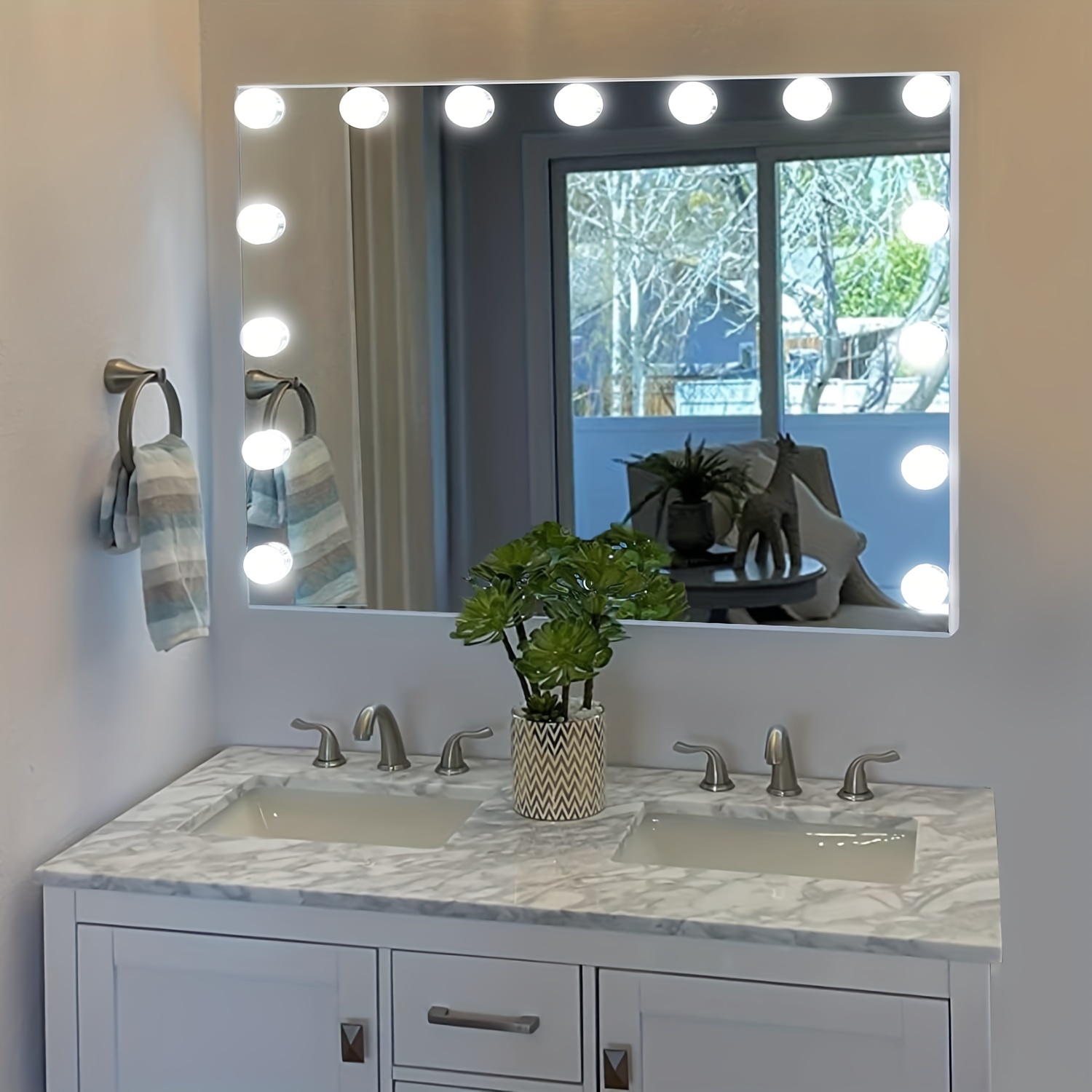 Mirror Light Kit, Led Vanity Vanity Light 10 Ball Bulbs Dimmable Stick On  Mirror Usb For Dressing Room, Bathroom, Bedroom