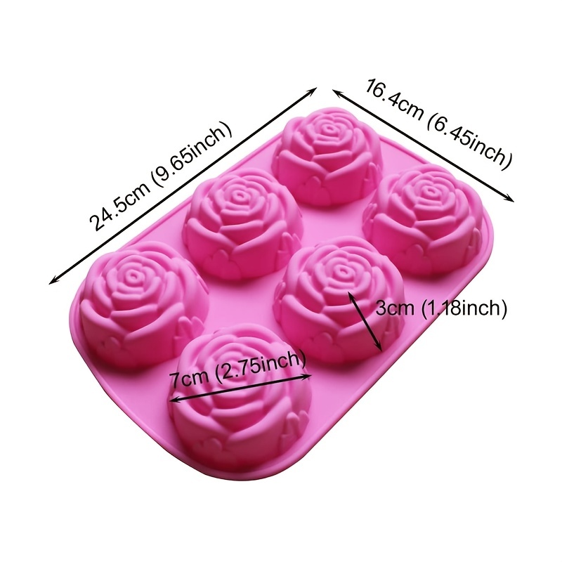 Silicone Rose Mold 2 Pack Large Rose Flower Soap Mold 6-Cavity Non-Stick  Chocolate Candy Molds Rose Cake Mold for Valentine's Day Chocolate, Mousse