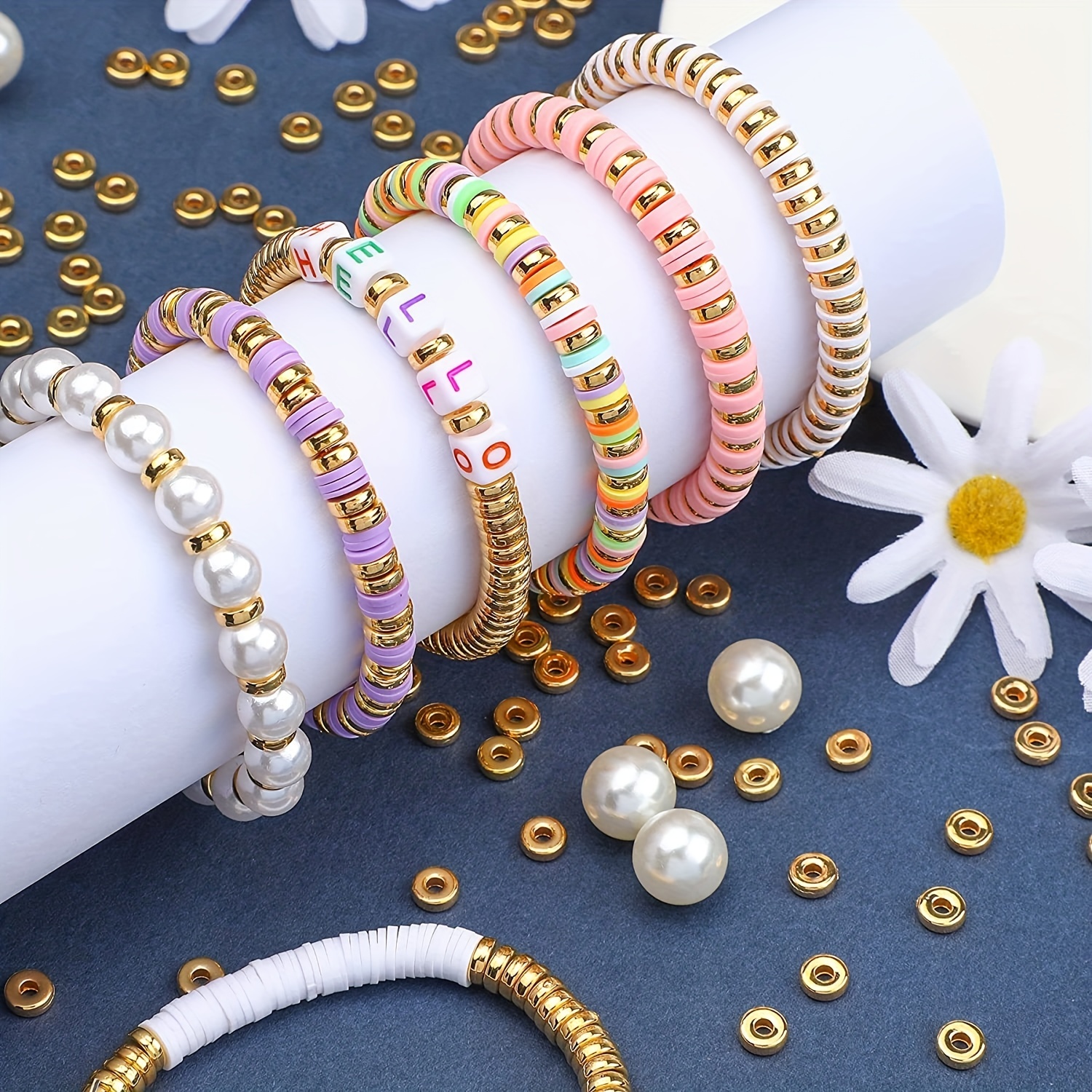 1500pcs Golden Flat Round Spacer Beads, DIY Craft Supplies