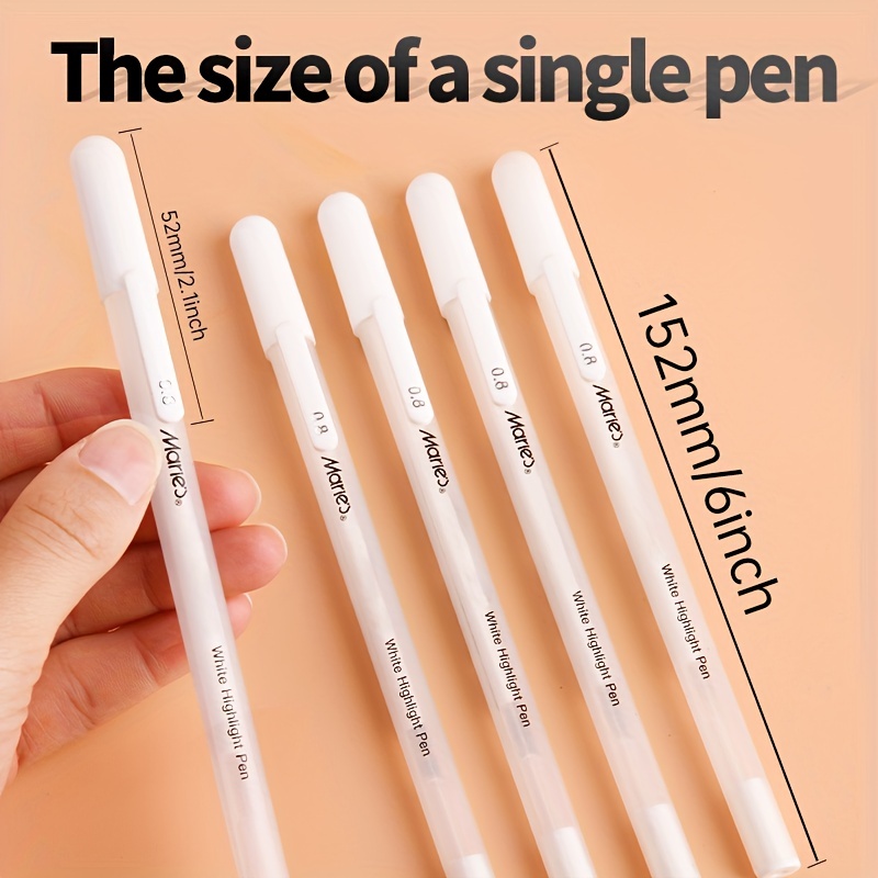3 Pcs 0.8mm Creative White Ink Gel Pen Highlight Marker Pen Fine Tip for  Student